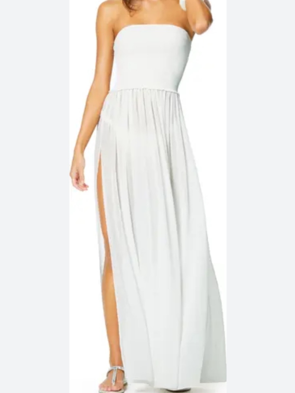 Calista Strapless White Maxi Dress